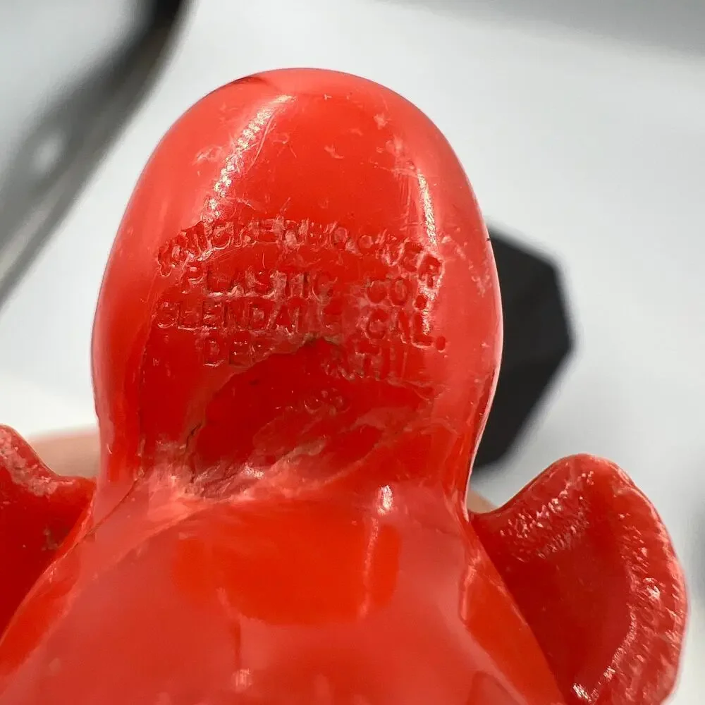 Vintage Knickerbocker Solid Orange Hollow Plastic Mini Easter Chick 2 inch‎